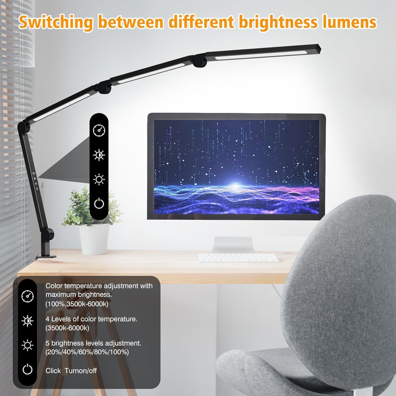 Detalle 1 de AILBTON LED Desk Lamp Clip-On, Four Sections, Four Colour Temperatures