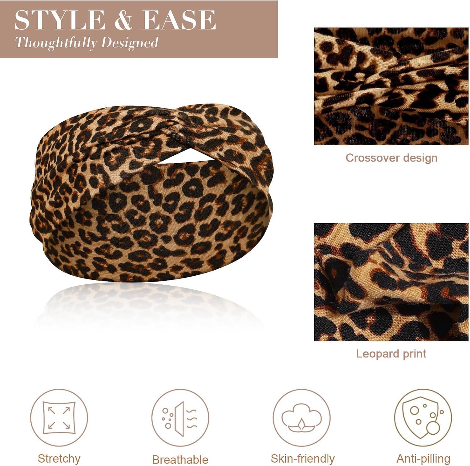 Detalle de Kavya Headbands for Women's Hair – 8 Pcs Elastic Twist Knotted Bands in Multicolour