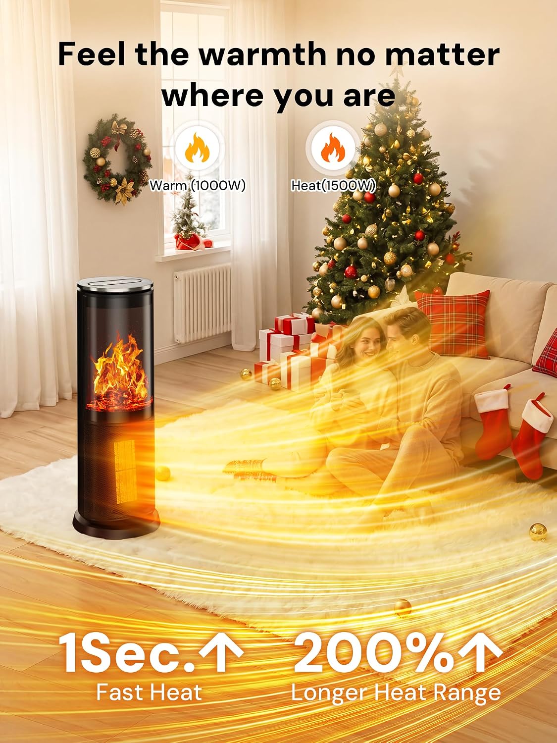 Detalle de Mountman BL20-R17 Tower Space Heater, 1500W, 120° Oscillation