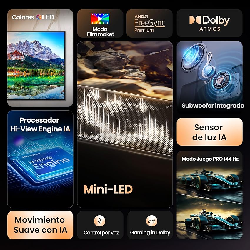 Thumbnail 2 de Hisense 55E8Q Smart TV 55" Mini LED, 144Hz