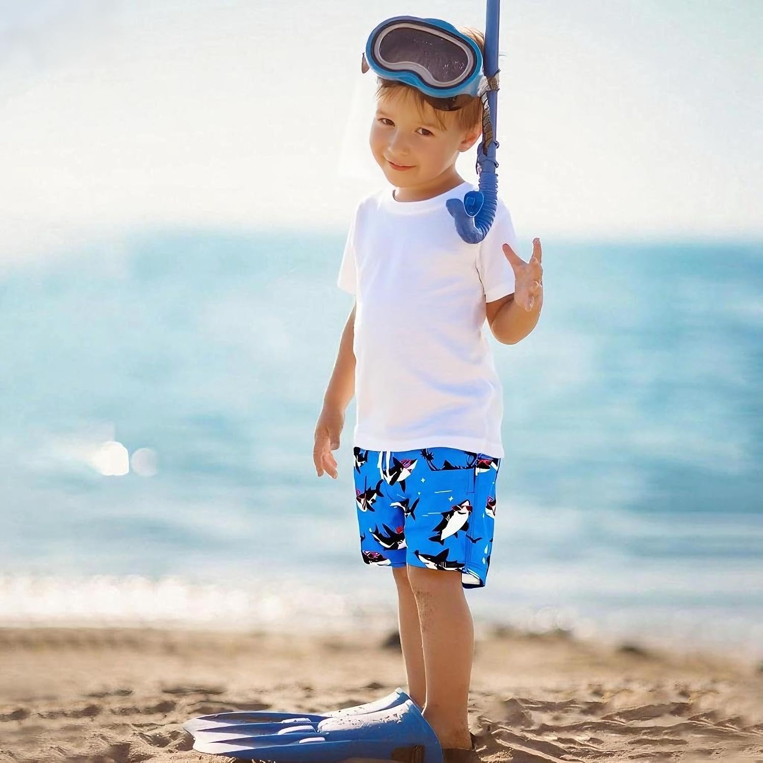 Thumbnail 1 de GENTABY Boys Swimming Shorts: Quick-Dry Patterned Board Shorts for 3–14 Years