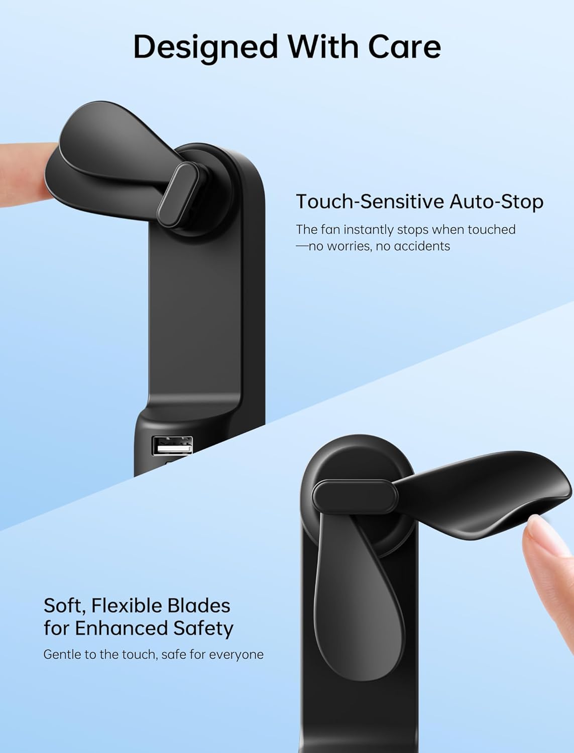 Thumbnail 6 de JISULIFE Mini Handventilator 3-in-1: USB-Aufladung, Powerbank und Taschenlampe – kompakt für Reisen