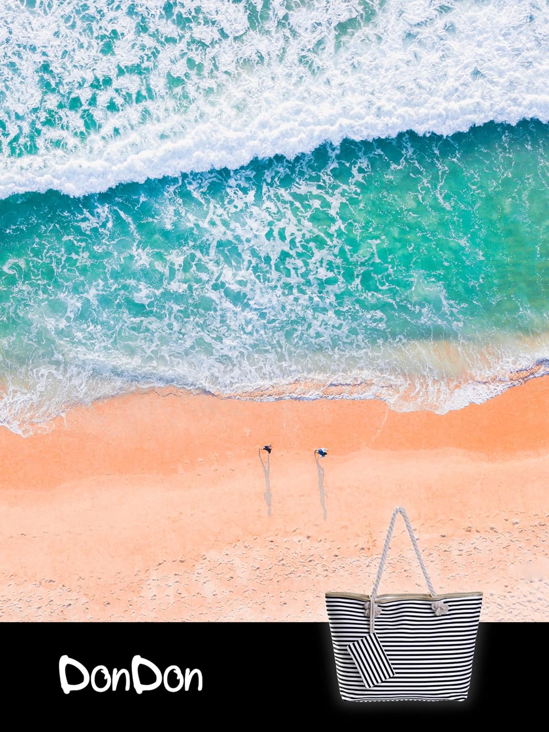 Detalle de DonDon Strandtasche XXL mit Reißverschluss – große Beach- & Badetasche für Strand und Meer