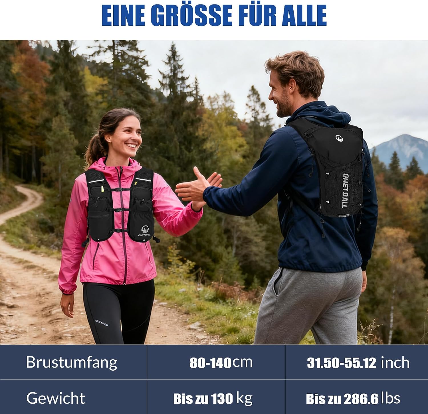 Thumbnail 4 de ONETOALL Laufweste Damen mit 2L TPU Trinkblase – reflektierender 6L Running Vest (190 g)