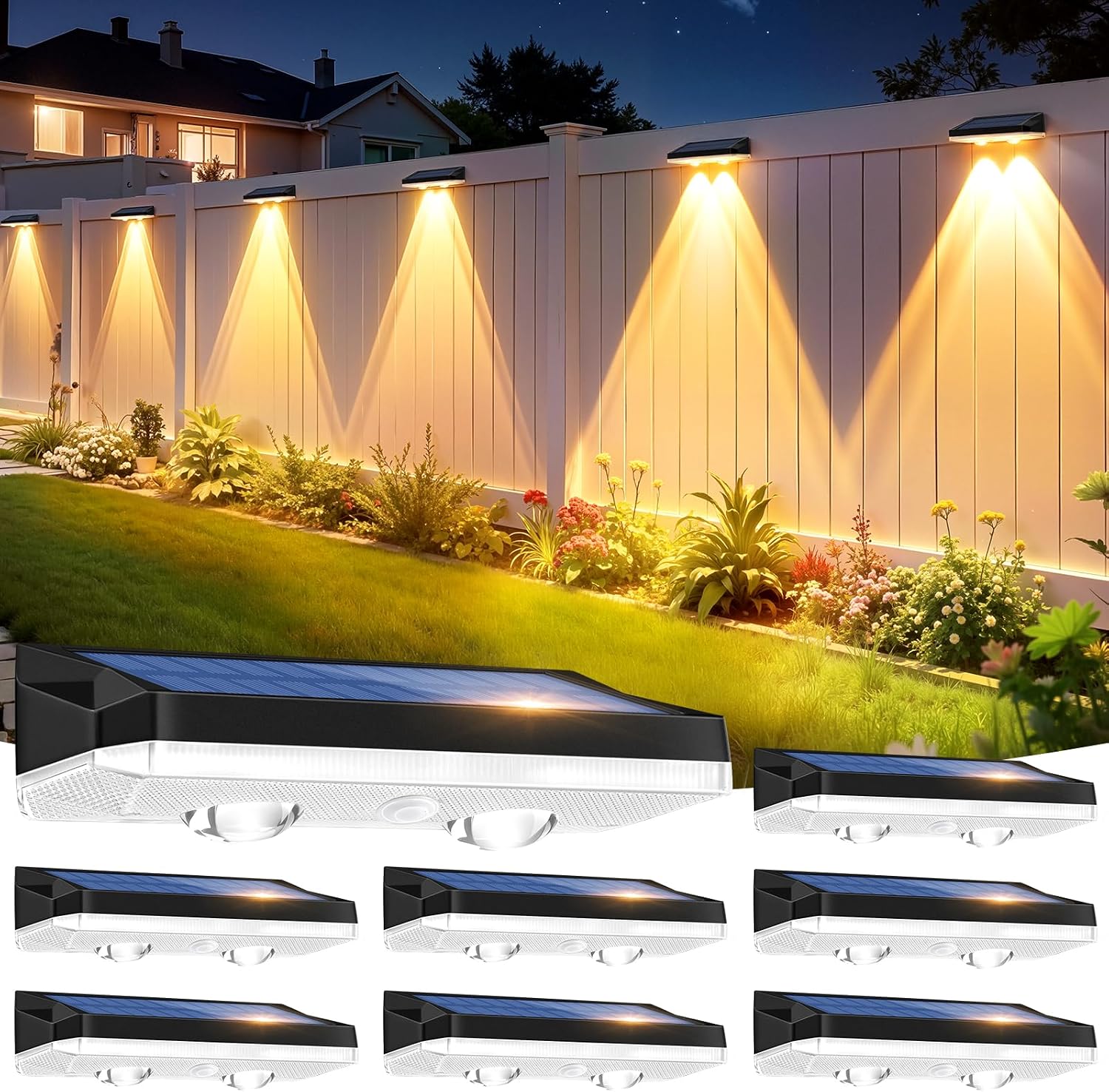 Detalle de VIIIVA Solar Fence Lights 8 pack RGB