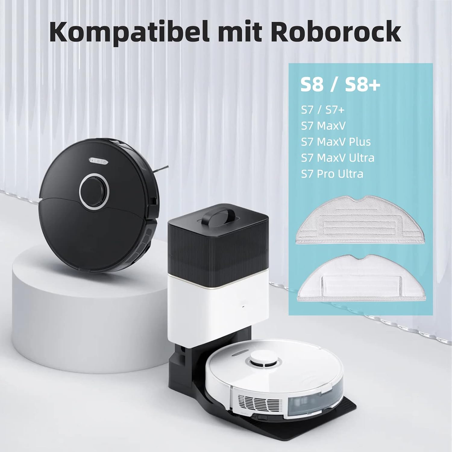 Detalle de Alloytool S8 Cleaning Cloths, set van 8 microvezeldoeken met zilverionen voor Roborock S7/S8