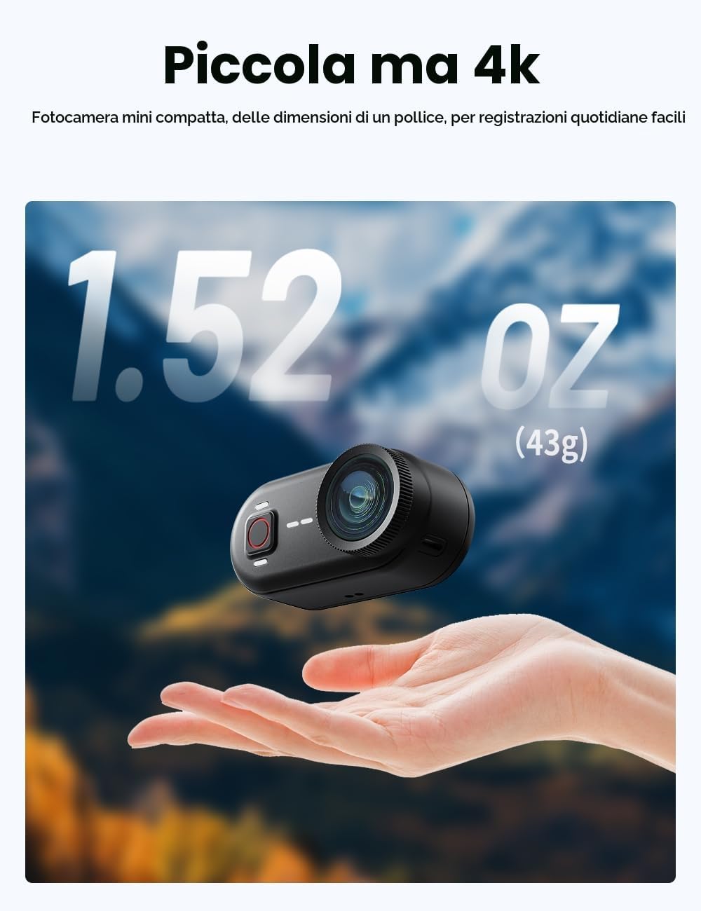 Detalle 2 de Apexcam K80 Mini Action Cam POV con memoria integrata da 128GB, 4K e WiFi