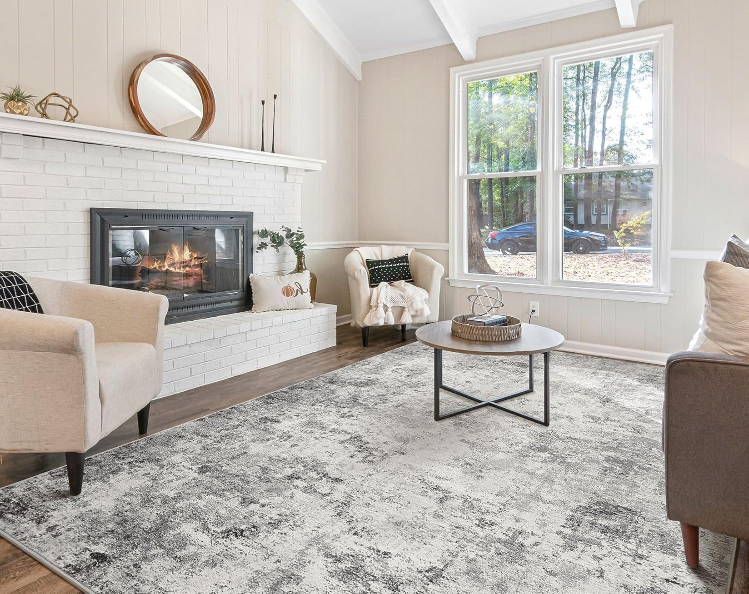 Thumbnail 2 de UERMEI 10x14 Area Rug — Neutral Abstract Washable Large Indoor Rug in Grey