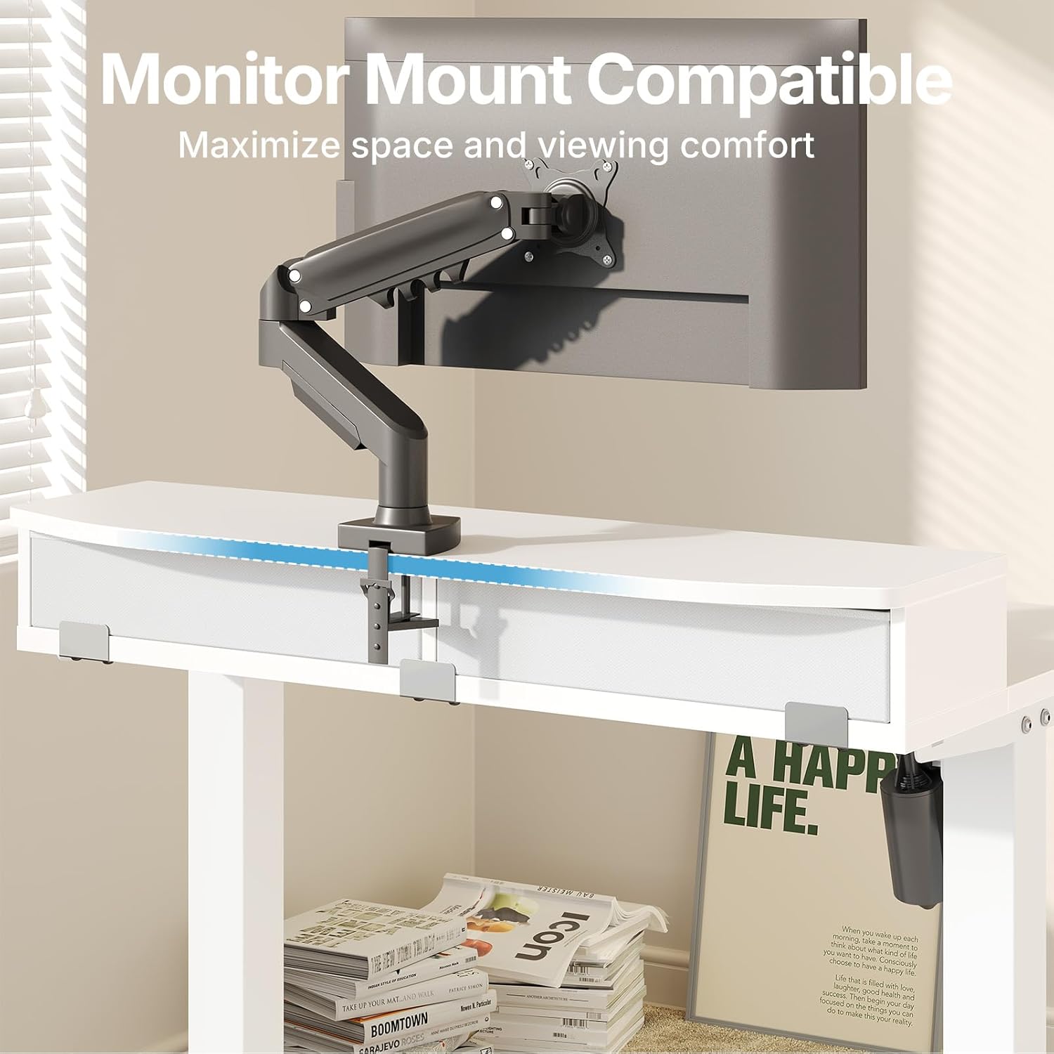 Thumbnail 4 de HUANUO 80 x 53 cm Small Electric Standing Desk with Drawers