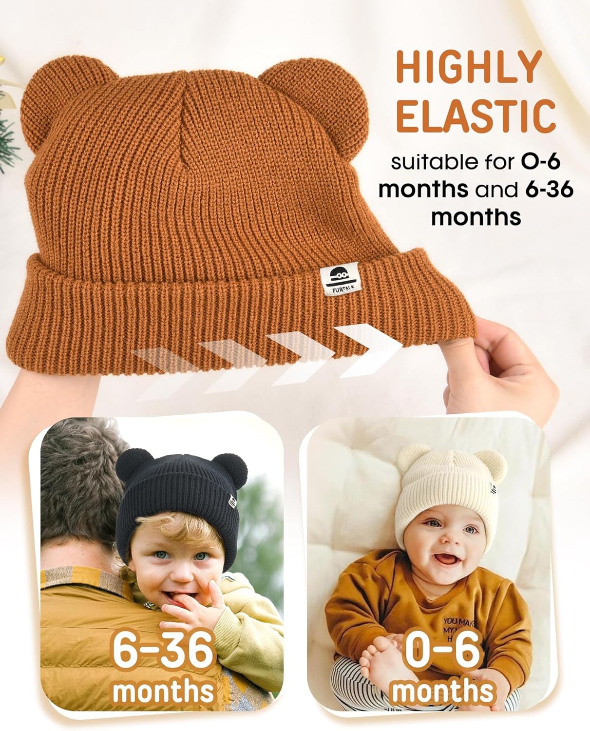 Thumbnail 3 de FURTALK Baby Beanie 0-6 Months