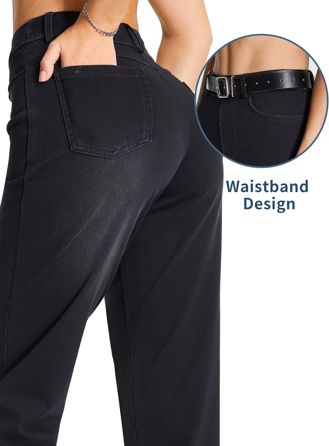 Thumbnail 4 de THE GYM PEOPLE Straight Leg Pull-On Jeans in Stretch Denim with Elastic Waist