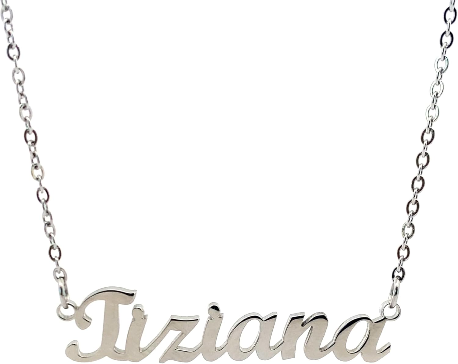 Detalle de Collana Donna con Nome Personalizzato in Acciaio Inox Anallergico – Made in Italy, Finitura Lucida