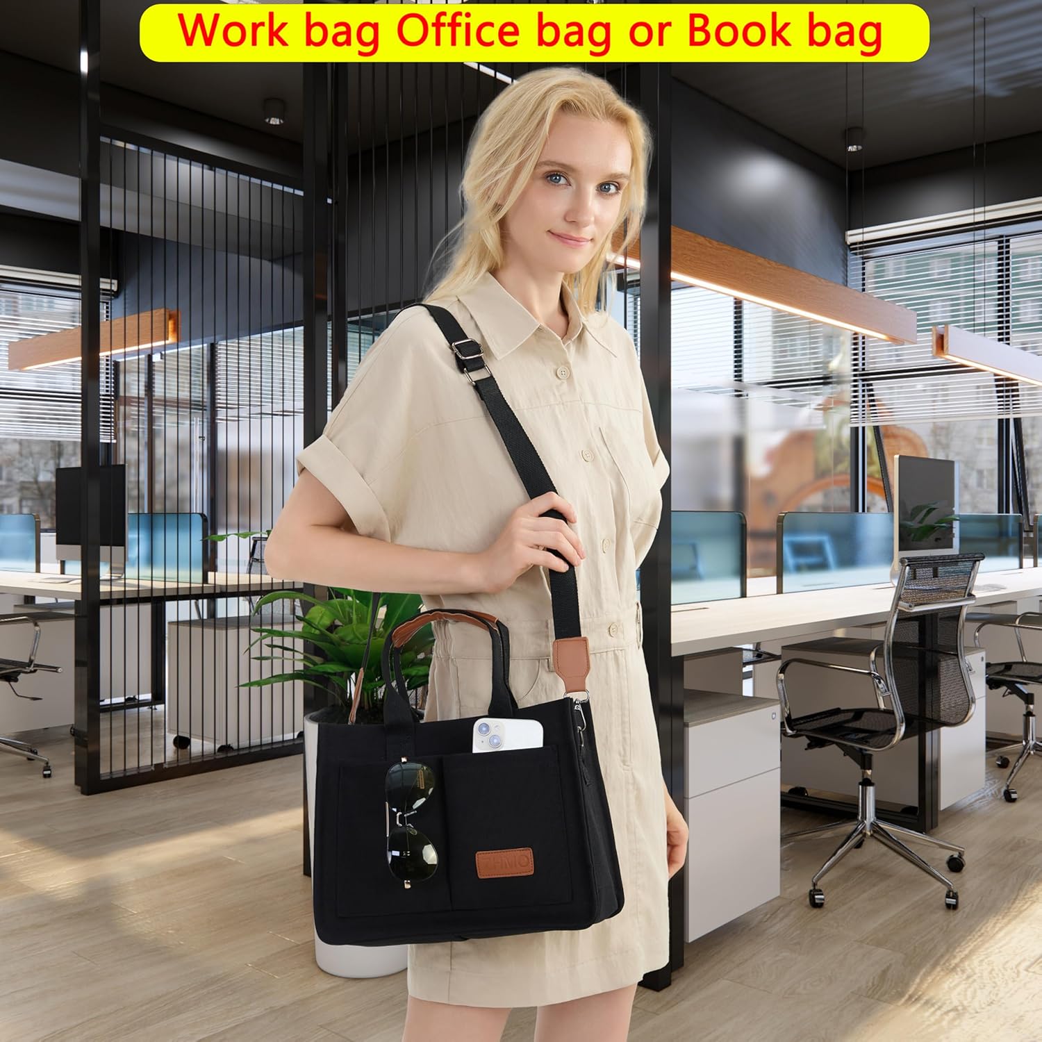 Thumbnail 2 de ZHMO Canvas Tote Bag Large laptop tote