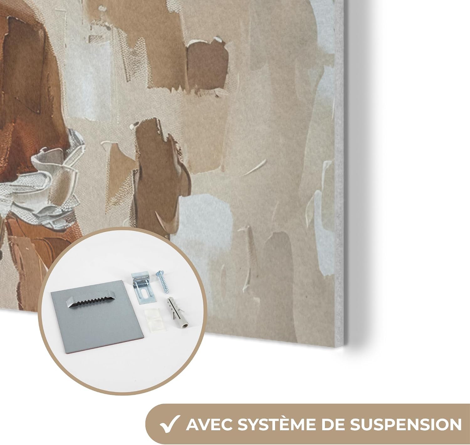 Thumbnail 6 de MuchoWow© Décoration en feutre 80x60 cm – design mural abstrait beige pour salon ou chambre