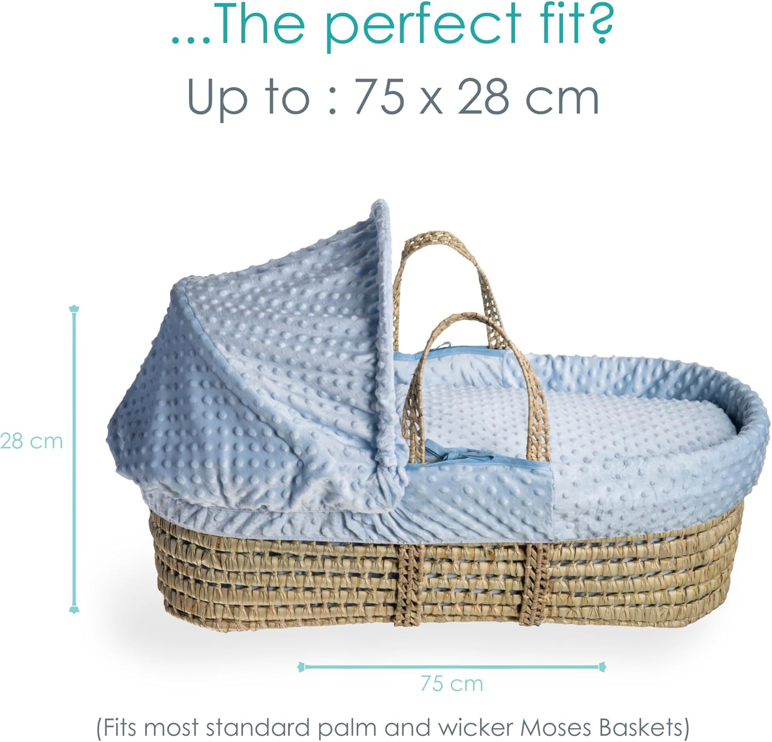 Detalle de Clair de Lune Dimple Moses Basket Bedding Set (Blue) – Complete Bedding for Moses Baskets