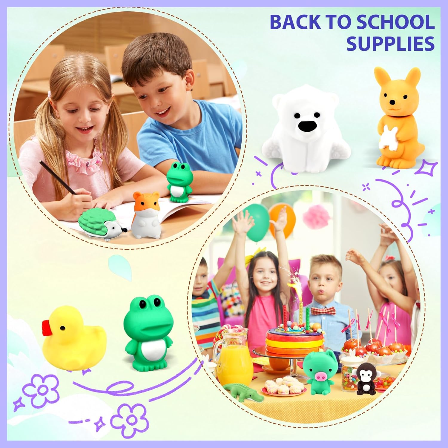 Thumbnail 4 de URSKYTOUS 34-Piece Animal Erasers bulk pack 🧸