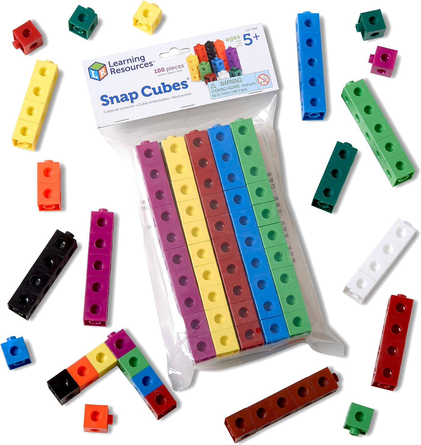 Detalle de Learning Resources Cubi da incastrare (set da 100): blocchi multibase per aritmetica e movimento creativo