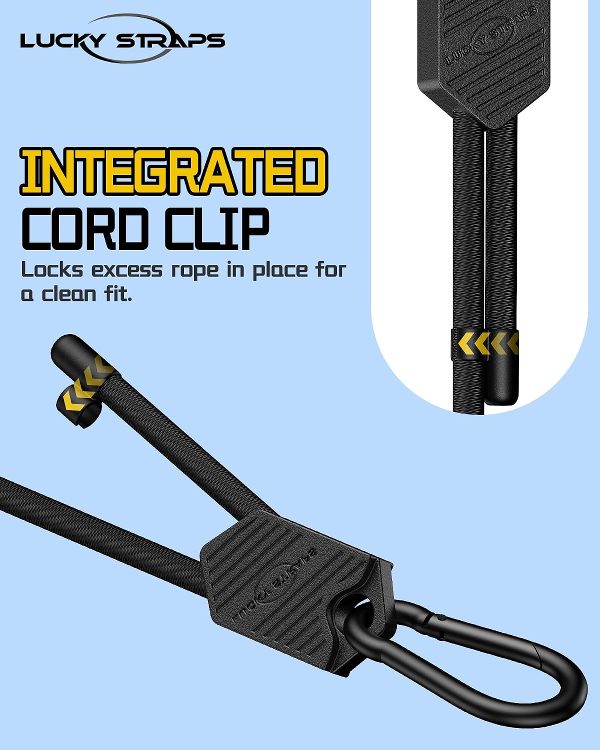 Detalle 2 de LuckyStraps ACBC-24 Adjustable Carabiner Bungee Cord, 7–24 in, UV-Resistant