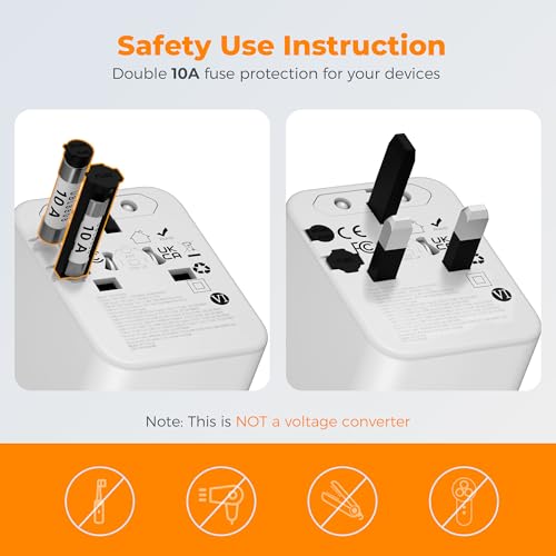Thumbnail 4 de TESSAN Universal Travel Adapter 28W — 6-in-1 Worldwide Power Companion
