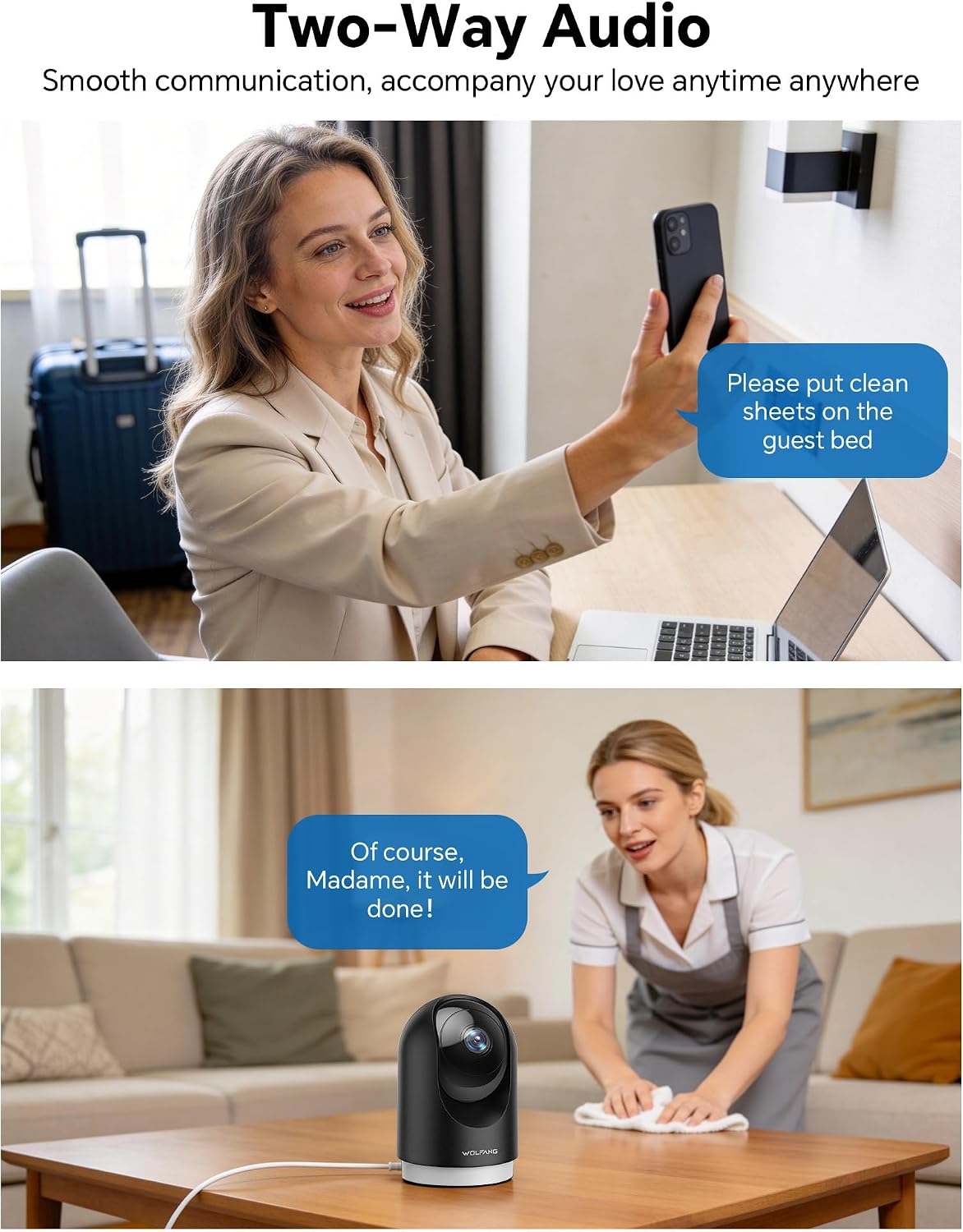 Detalle de WOLFANG 2K Indoor Camera: 2-Pack Pet Camera with Motion Detection and Night Vision