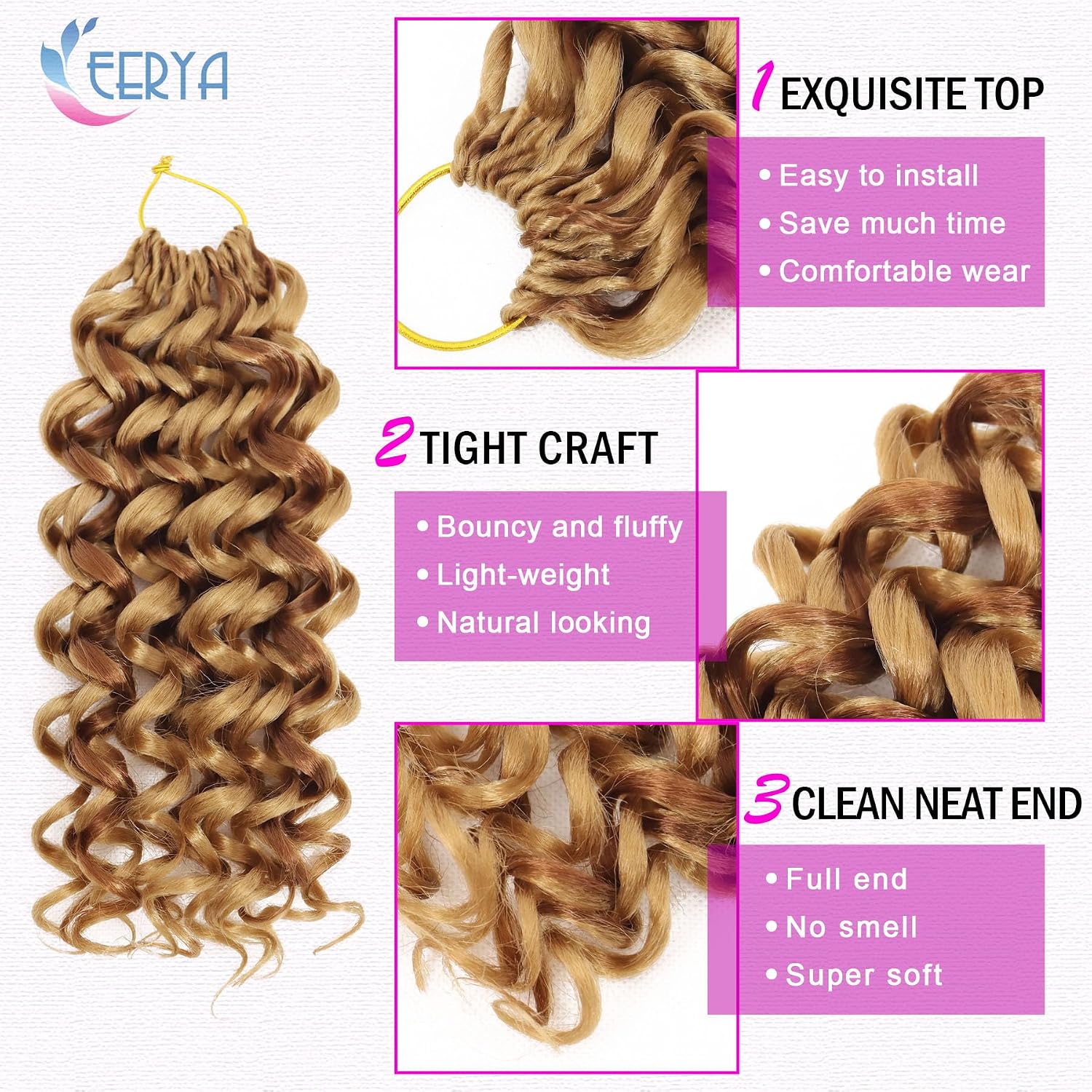 Detalle de 7 Packs GoGo Curl Crochet Hair 10 Inch Short Curly Water Wave Beach Curl for Women – P27/30