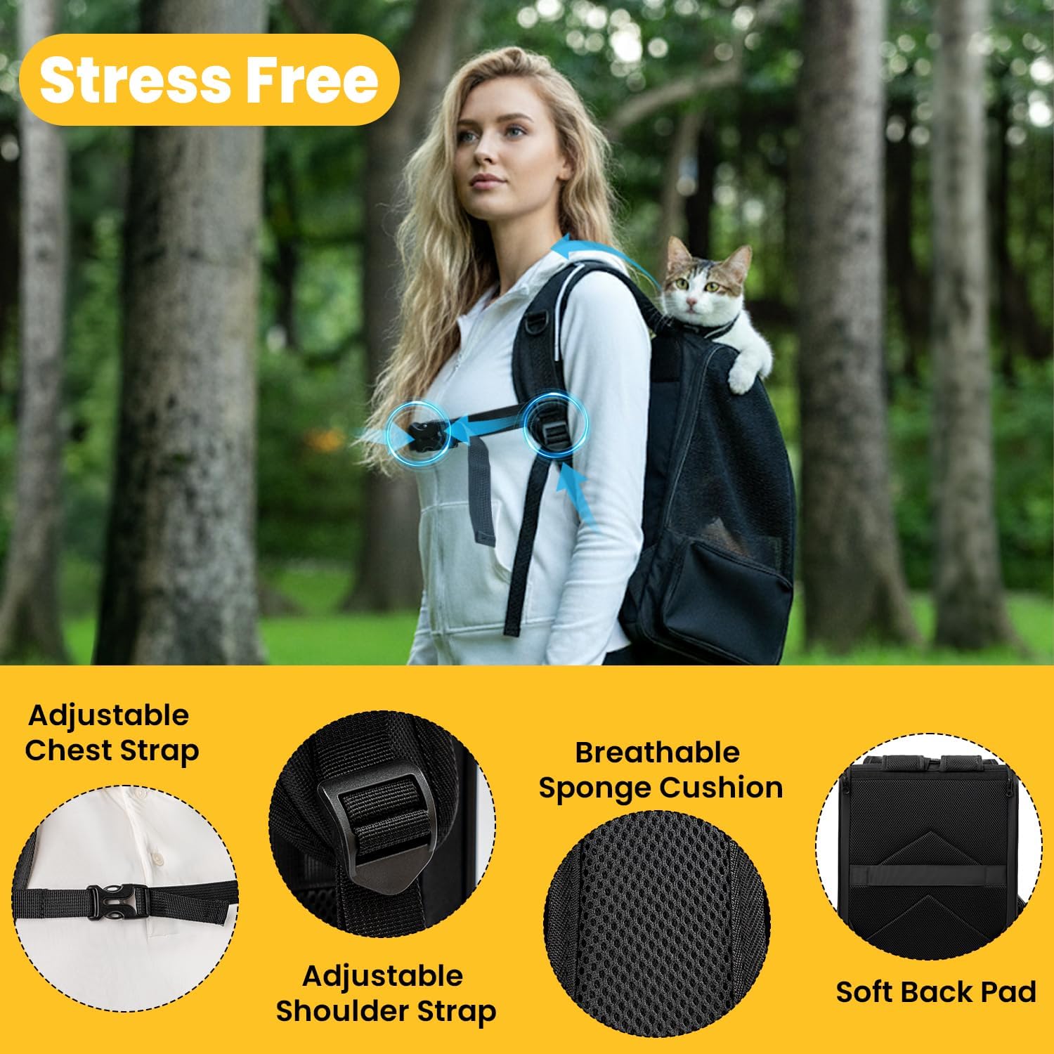 Thumbnail 3 de Conlun Cat Backpack Carrier for Small Dogs and Cats (Fits Up to 7kg)