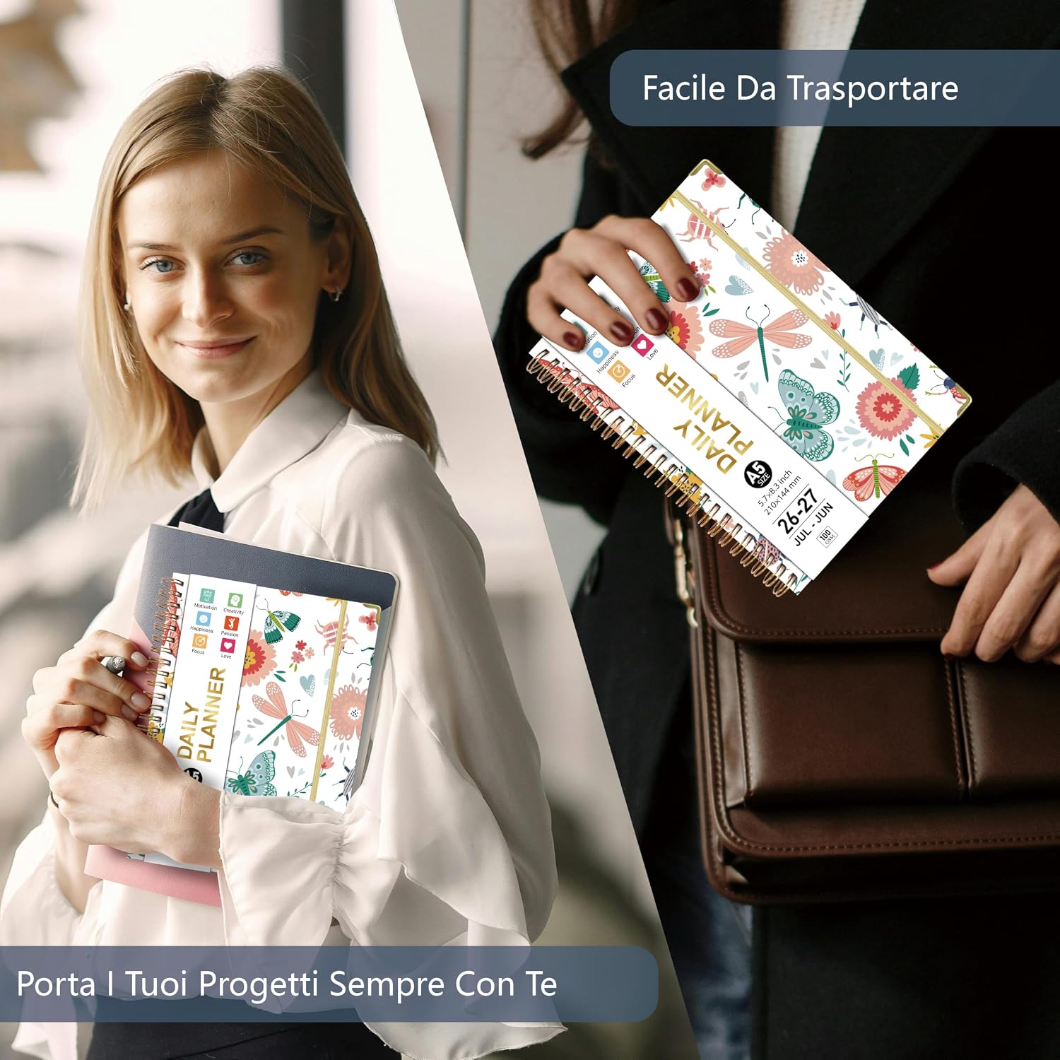Detalle de Gumiho Agenda Settimanale 2026–2027 Spirale A5: planning semplice e stile per l’anno accademico