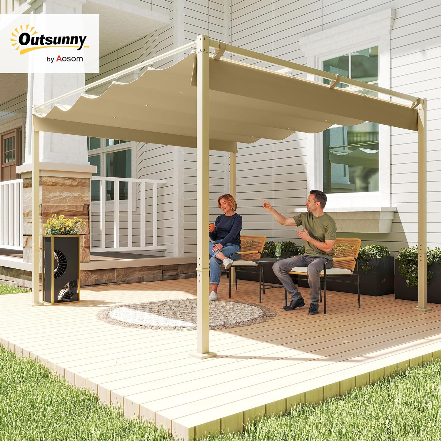 Thumbnail 1 de Outsunny Pérgola 3x3 m techo retráctil