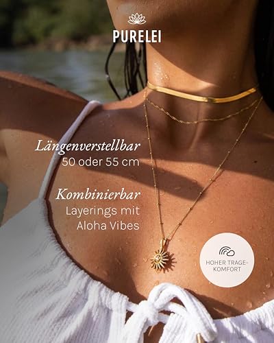 Detalle de Purelei Sun Kette (Silber) – Halskette Damen aus langlebigem Edelstahl