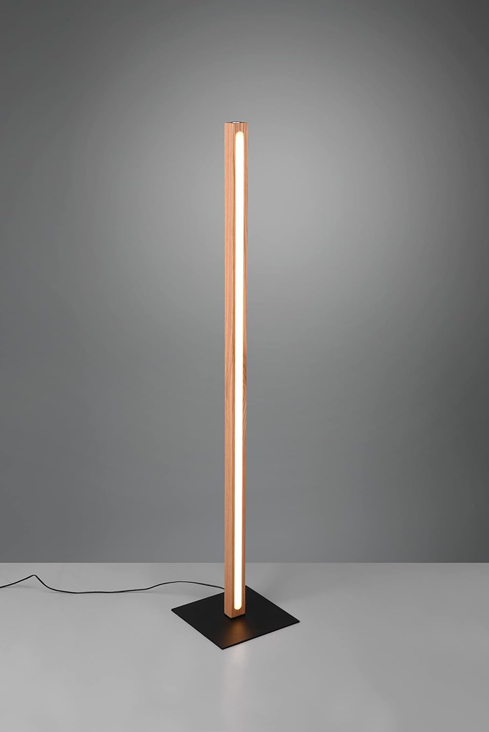 Thumbnail 1 de Trio, Lampadaire Bellari 1xLED — éclairage chic en bois de chêne et socle noir