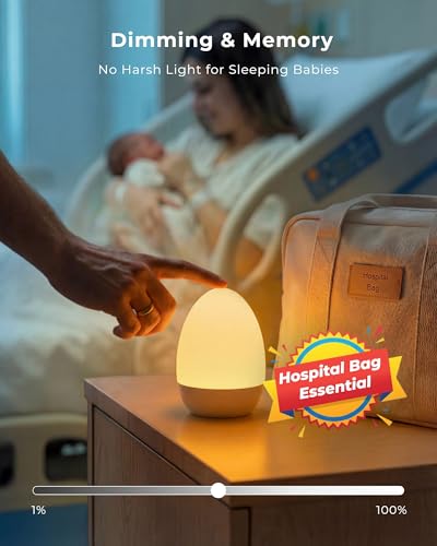 Detalle de FULNIX Night Light for Baby Nursery (Rechargeable Egg Light) – 14 RGB Modes, Eye-Caring, Touch Control