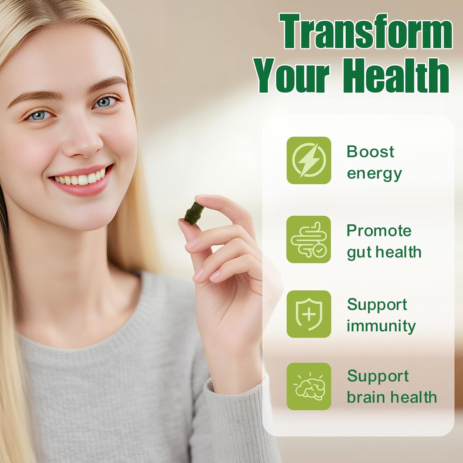 Detalle de Greens Daily Gummies Supplement, 120 Count