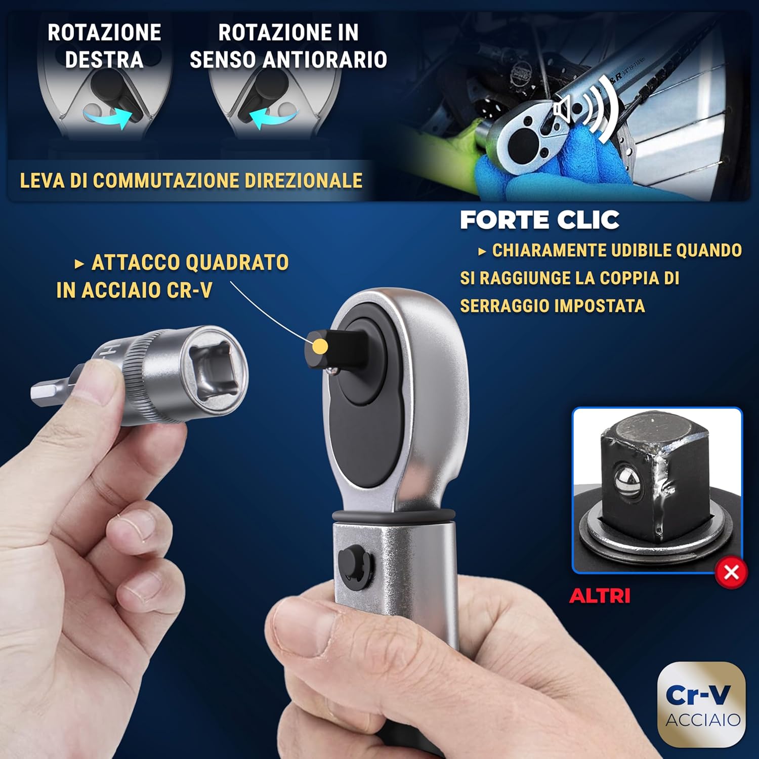 Thumbnail 3 de S&R Chiave Dinamometrica 1/4" Set per Bici e Moto (5–25 Nm) con 6 inserti Allen e Torx