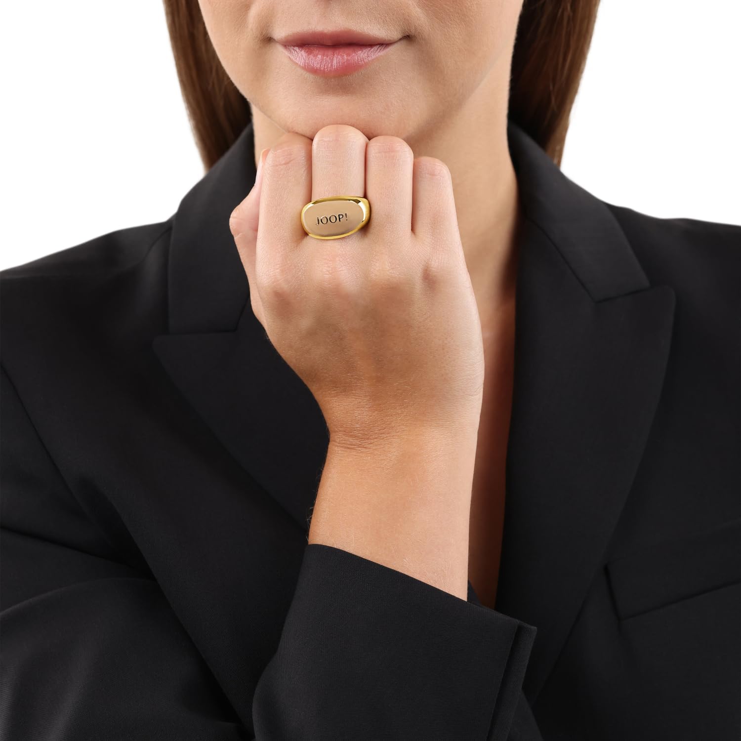 Detalle de JOOP! Ring Edelstahl Damen – Gold, 14 mm Breite, kommt in Schmuck Geschenk Box