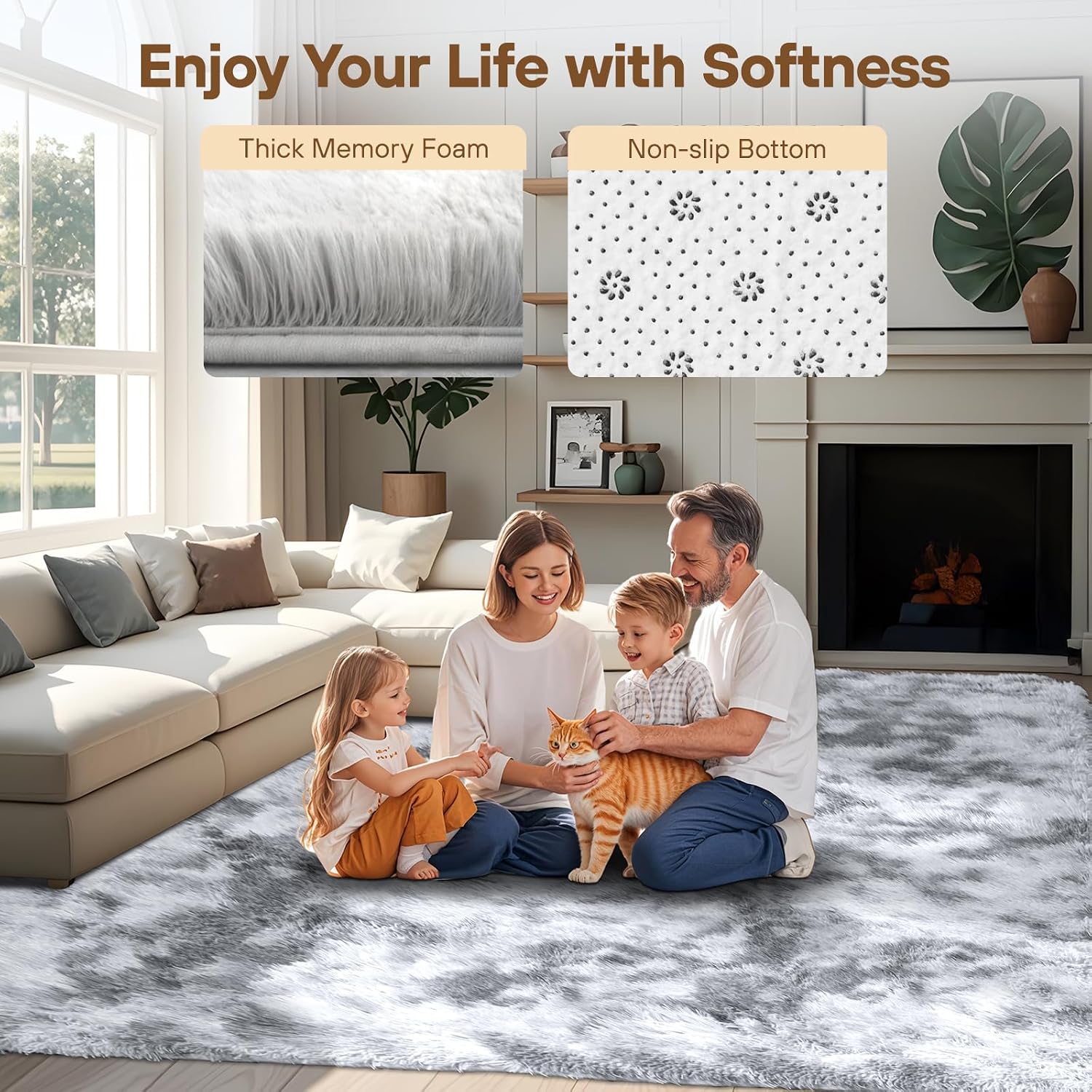 Thumbnail 5 de 160x230cm Grey Large Shaggy Rug