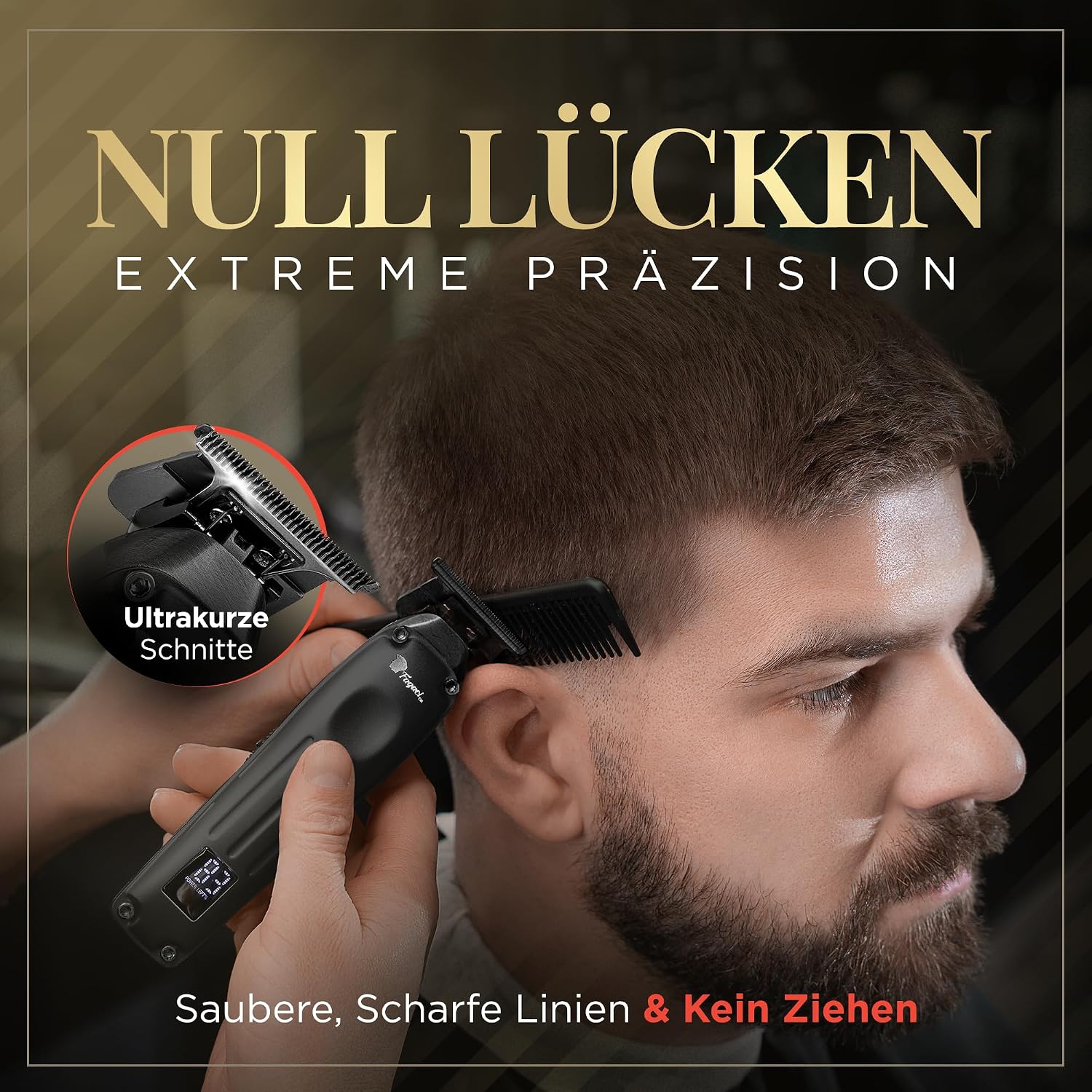 Detalle de Fagaci Profi Zero Gap Haartrimmer Herren – präzise Konturen, 0 mm Schnitt, keramische/DLC-Klingen