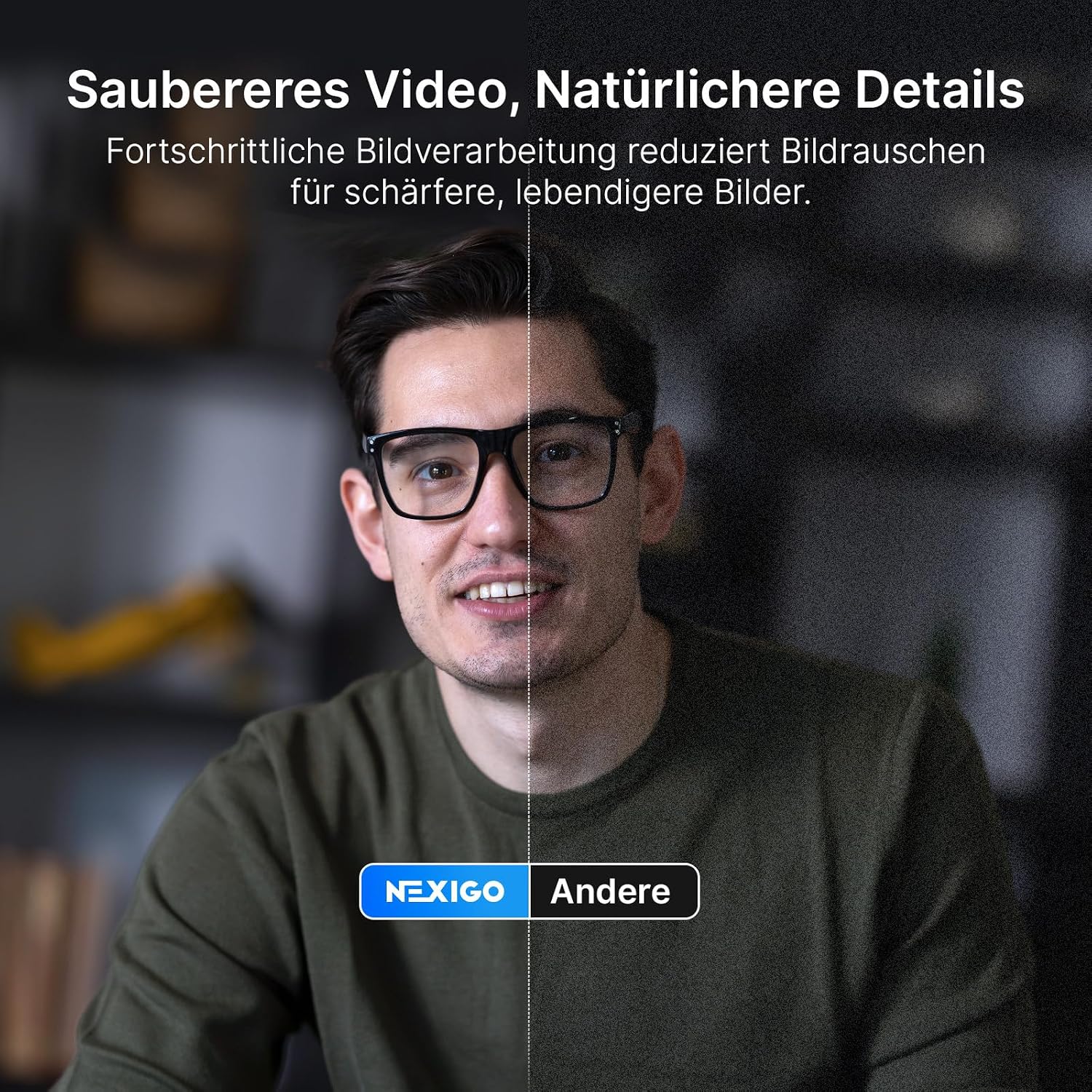 Detalle de NexiGo N930E Pro 4K-Webcam mit Ringlicht, PDAF-Autofokus und Dual-Mikrofon