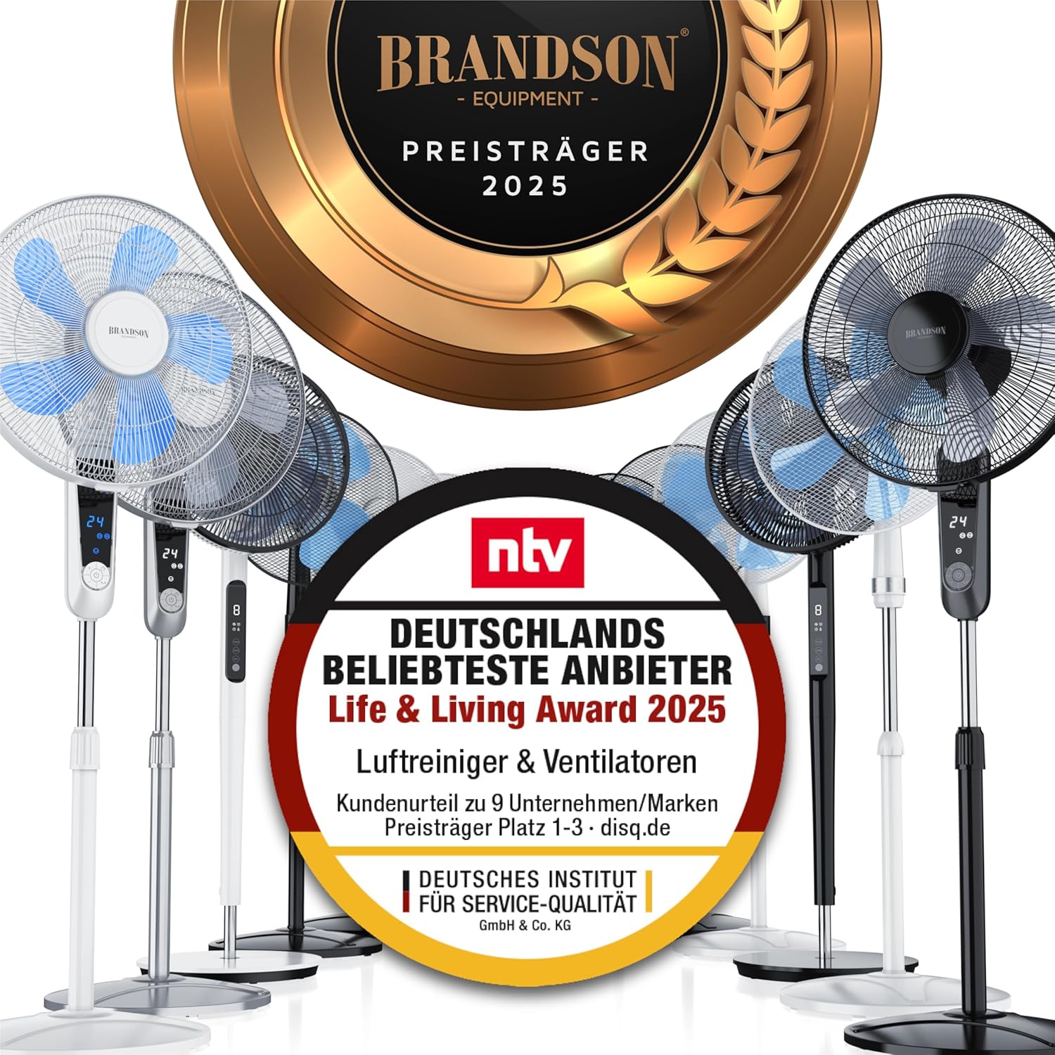 Thumbnail 1 de Brandson Standventilator mit Fernbedienung – 50 W, höhenverstellbar, Oszillation 80°
