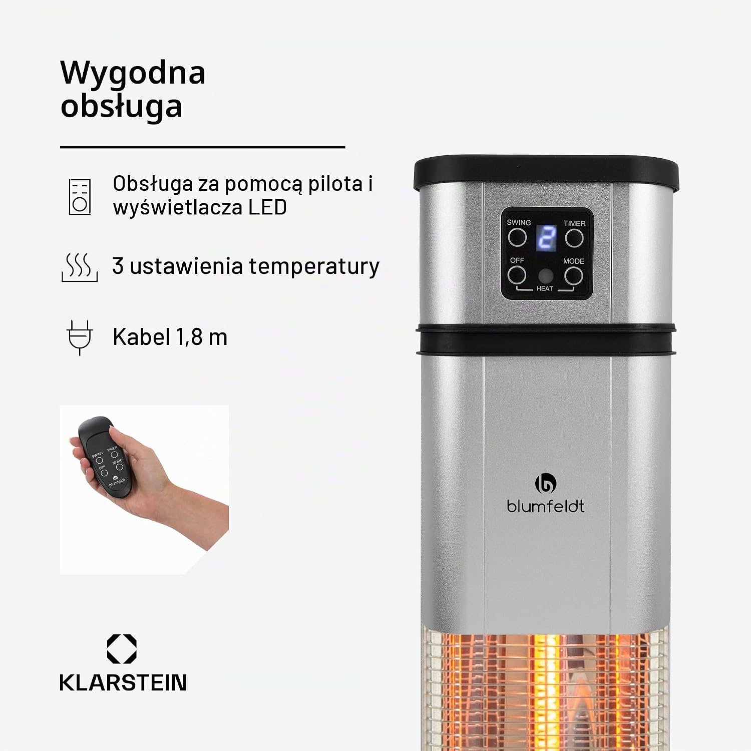 Detalle 2 de blumfeldt Heat Guru Plus HHG6-HeatGuruPlus-S – promiennik 2000 W, IP44