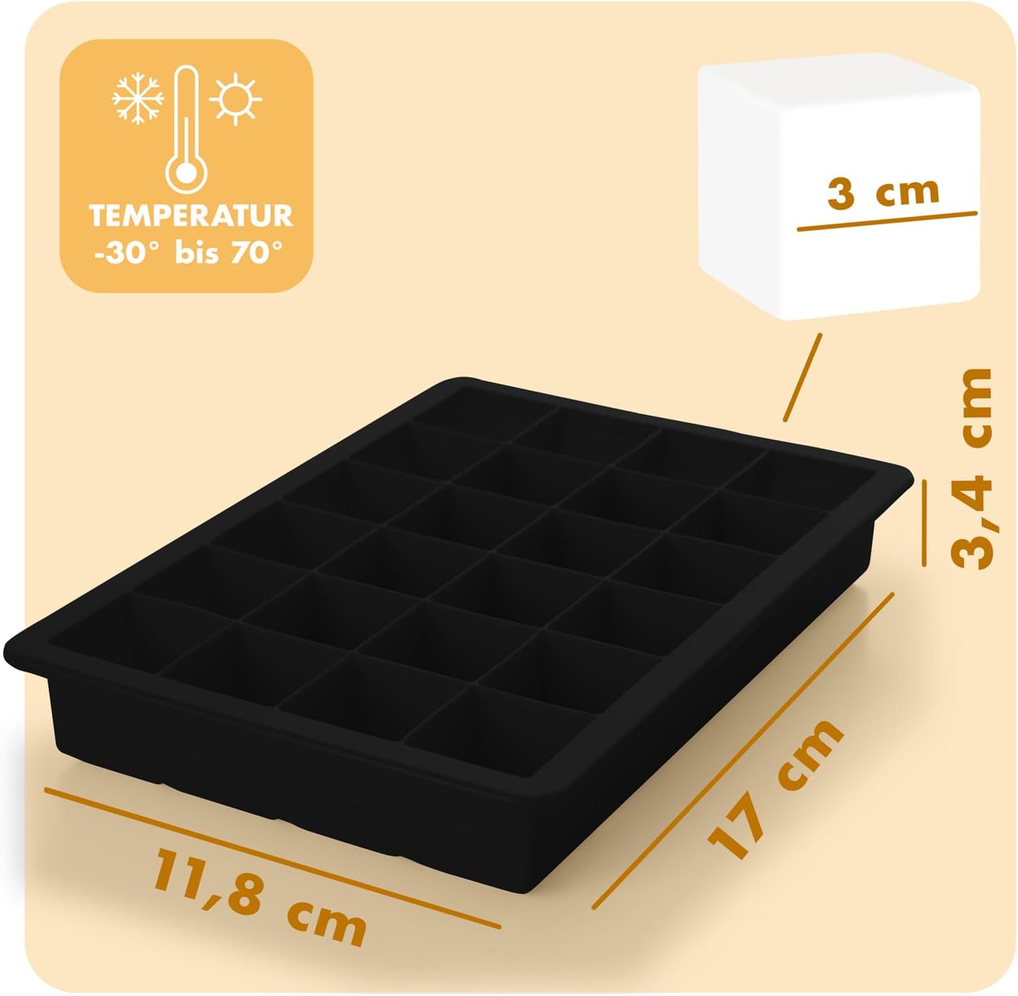 Thumbnail 3 de Blumtal Eiswürfelformen Silikon 3er Set – 24er Eiswürfelform mit Deckel, BPA-frei, lebensmittelecht, Schwarz