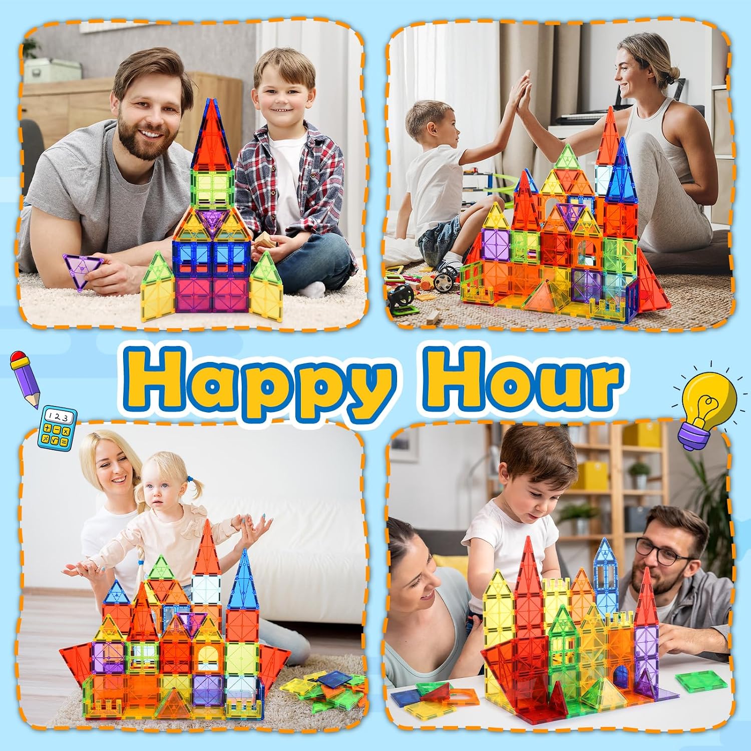 Thumbnail 1 de iKidiki Magnetic Tiles, Toys for 2 3 4 5 6 Year Old Boys Girls, Magnetic Building Blocks Sensory Montessori for Boys and Girls STEM Learning Educational Toys Birthday Gifts for Kids