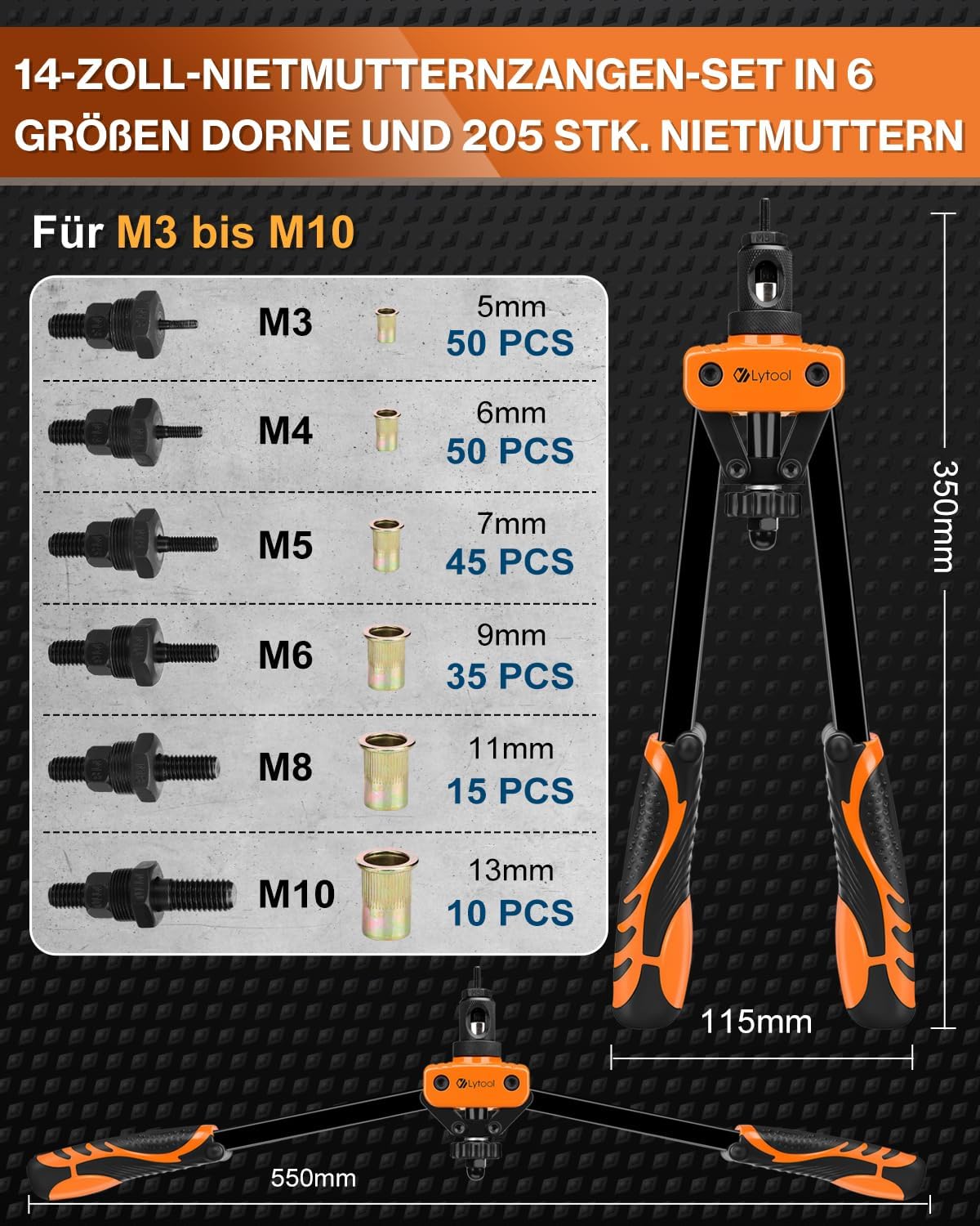Thumbnail 2 de Lytool 14 Zoll Nietmutternzange Set Profi