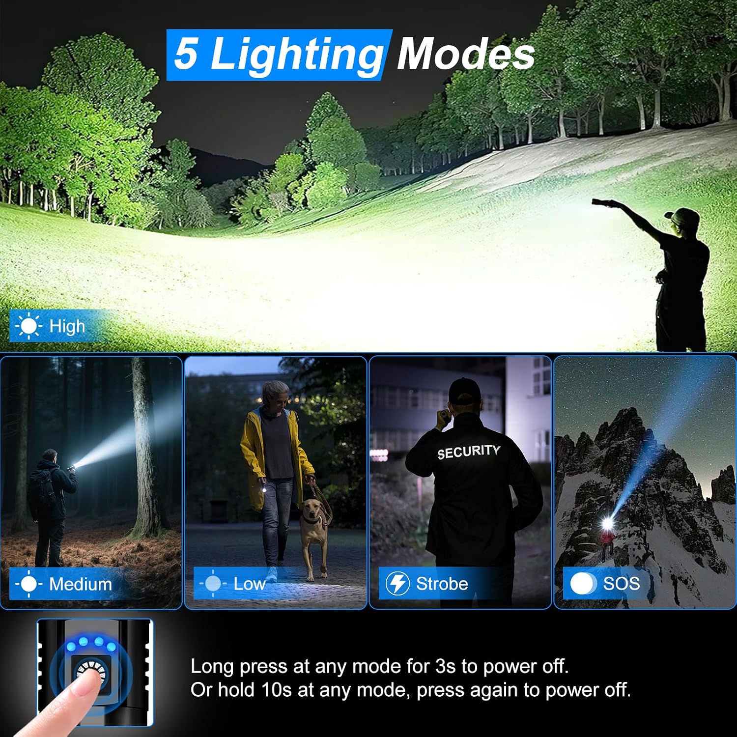 Thumbnail 2 de Beizkna Torches LED Super Bright USB Rechargeable 50000L — Tactical 1200m Beam, 5 Modes