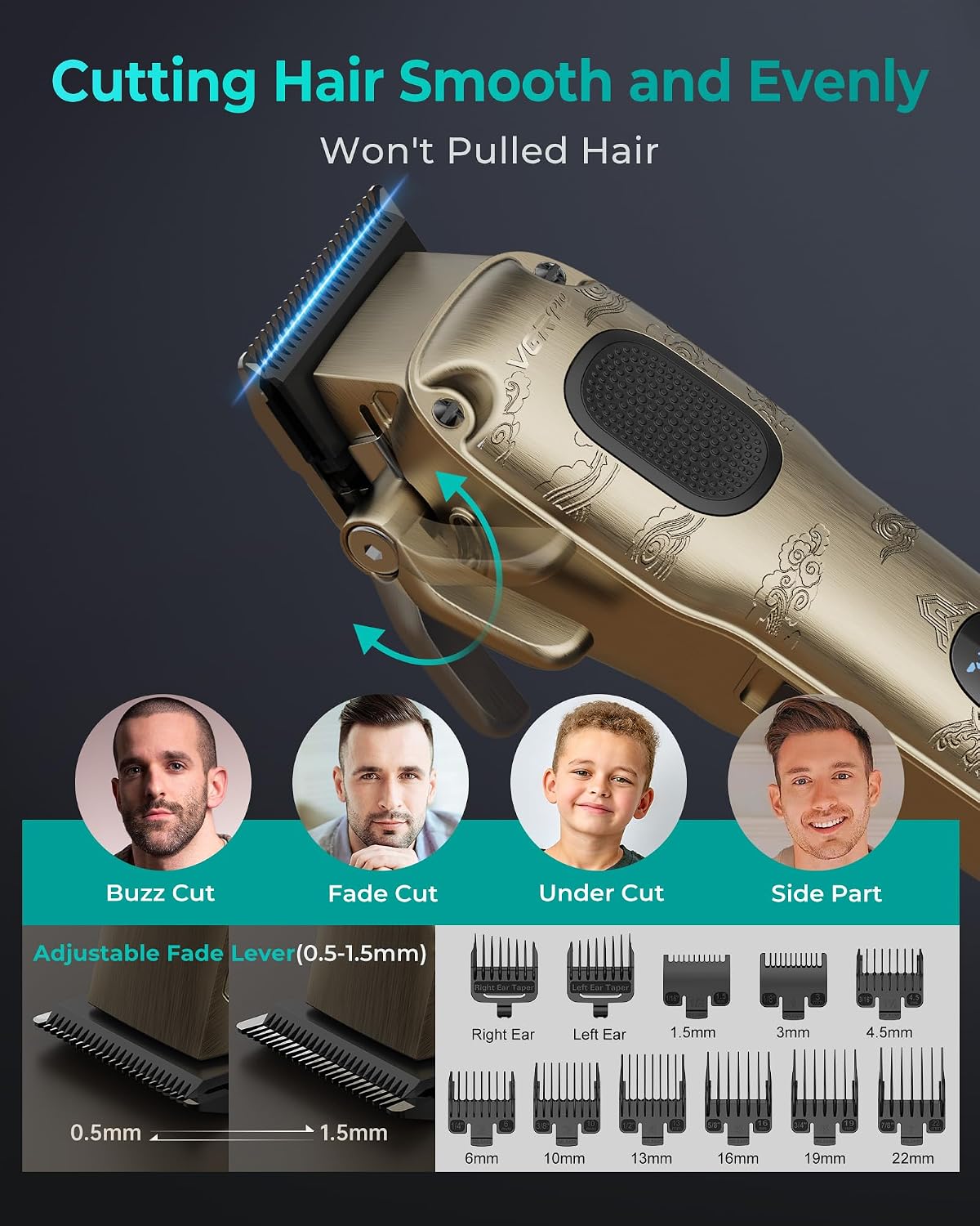 Detalle 2 de VGRPRO Hair Clippers for Men Professional: Cordless & Corded Barber Clippers Kit
