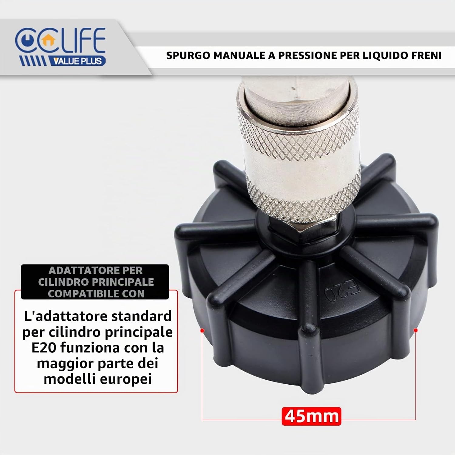 Detalle de CCLIFE Spurgo Freni Manuale 3L Kit con Adattatore E20 – Soluzione professionale per spurgo liquido freni e frizioni