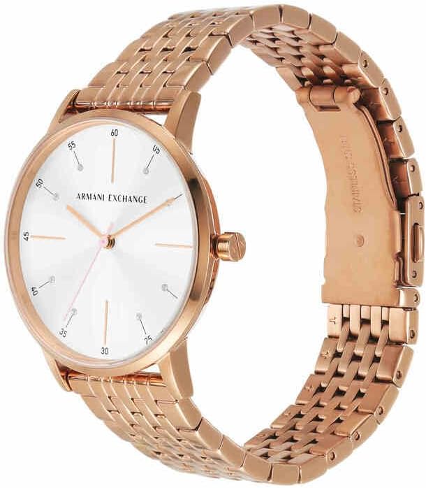 Detalle de Armani Exchange Orologio da donna con cassa 36 mm e cinturino in acciaio, movimento quarzo a tre lancette