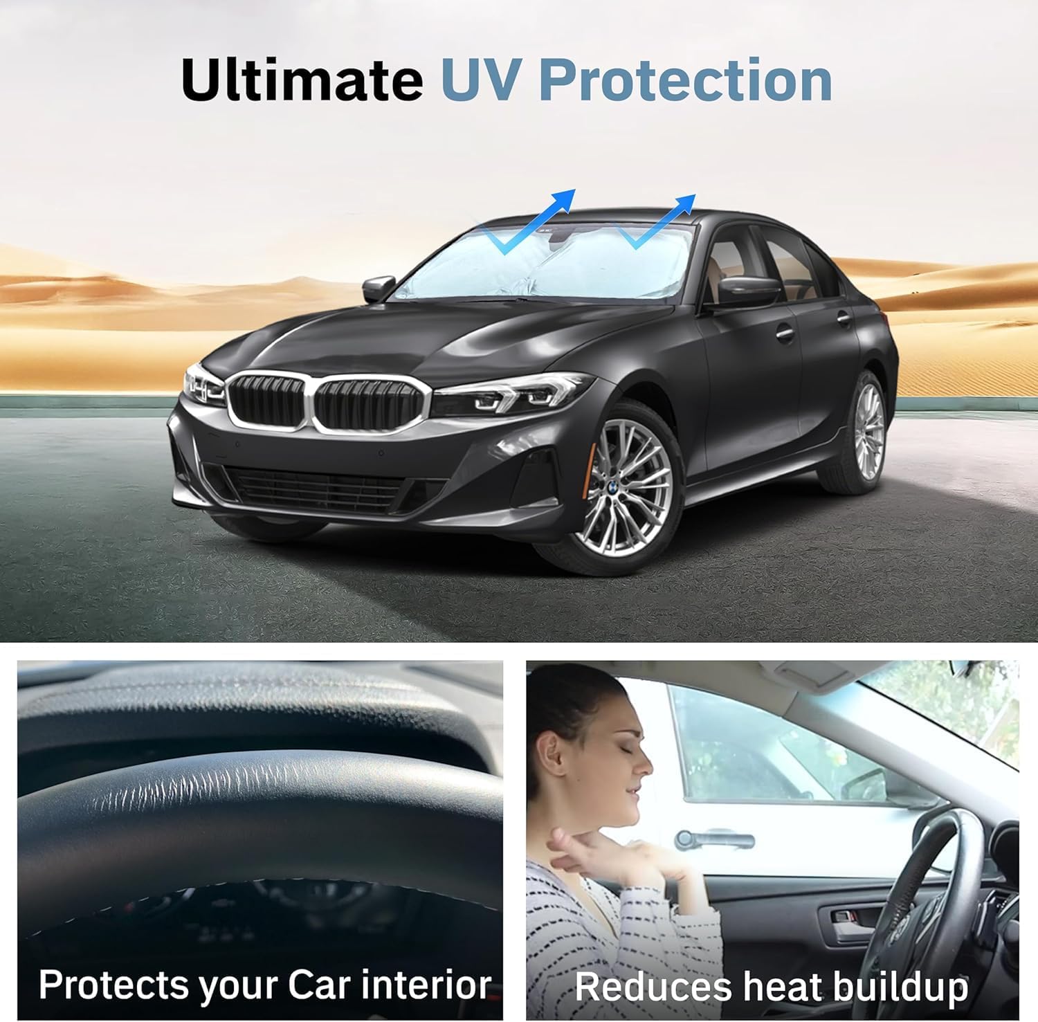 Thumbnail 5 de Foldable Car Windshield Sun Shade — 280T Thickened Reflective UV & Heat Shield (64" x 32"), Universal Fit