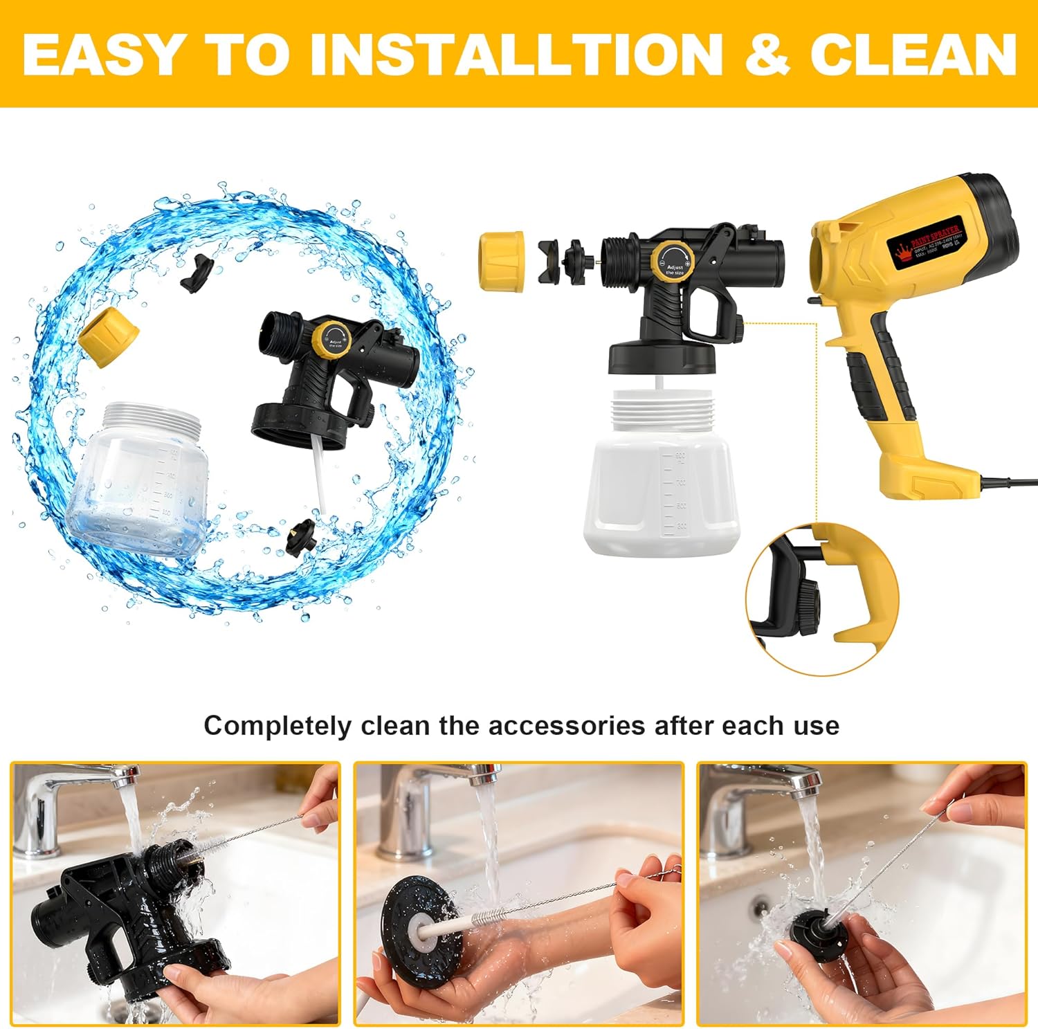 Thumbnail 5 de ROTTOGOON Electric Fence Paint Sprayer 550W (1400ml) with 5 Nozzles and 3 Spray Patterns