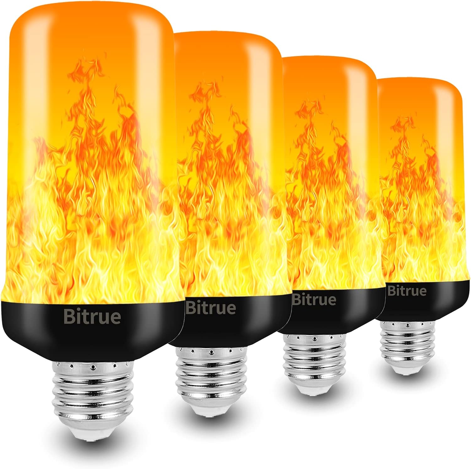 Detalle de Bitrue BF200103D A19 LED Flame Bulbs, E26 Base, 4 Modes, 4-Pack