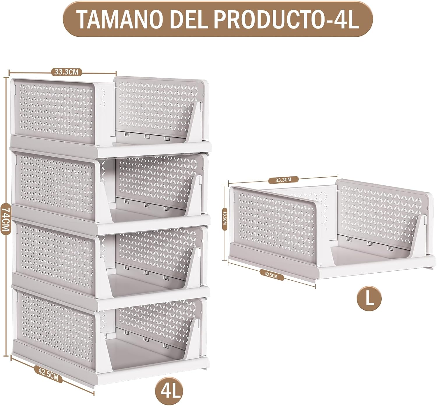 Detalle de TidyIsles Organizador Armario Plegable 4 unidades